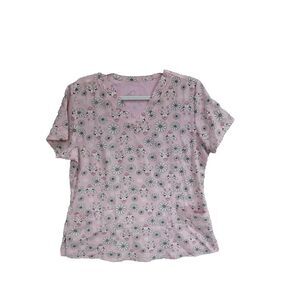 Scrub Top Medium Pink Giraffe Floral Nursing Medical Dentist Prints by Maevn